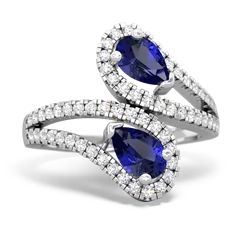 Lab Sapphire Diamond Dazzler 14K White Gold ring R3000
