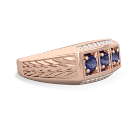 Turquoise Three Stone Tire Tread Men's 14K Rose Gold ring R0520