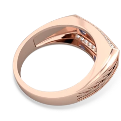 Lab Sapphire Three Stone Tire Tread Men's 14K Rose Gold ring R0520