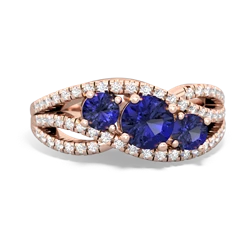 Sapphire Three Stone Aurora 14K Rose Gold ring R3080