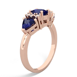 Lab Sapphire Antique Style Three Stone 14K Rose Gold ring R2186