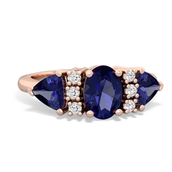 Lab Sapphire Antique Style Three Stone 14K Rose Gold ring R2186