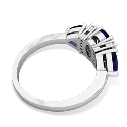 Lab Sapphire Antique Style Three Stone 14K White Gold ring R2186