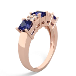 Tanzanite Three Stone Diamond Cluster 14K Rose Gold ring R2592