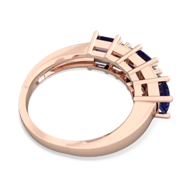 Lab Pink Sapphire Three Stone Diamond Cluster 14K Rose Gold ring R2592