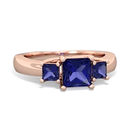 Lab Pink Sapphire Three Stone Trellis 14K Rose Gold ring R4015