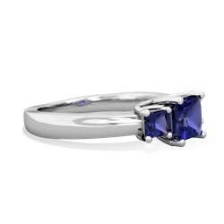 Lab Sapphire Three Stone Trellis 14K White Gold ring R4015