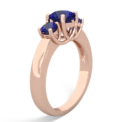 Aquamarine Three Stone Round Trellis 14K Rose Gold ring R4018