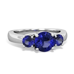 Tanzanite Three Stone Round Trellis 14K White Gold ring R4018