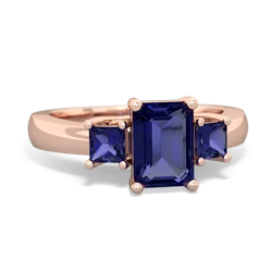 Alexandrite Three Stone Emerald-Cut Trellis 14K Rose Gold ring R4021