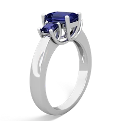 Alexandrite Three Stone Emerald-Cut Trellis 14K White Gold ring R4021