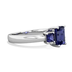 Tanzanite Three Stone Emerald-Cut Trellis 14K White Gold ring R4021