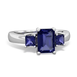 Tanzanite Three Stone Emerald-Cut Trellis 14K White Gold ring R4021