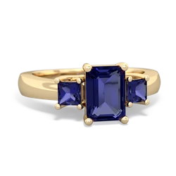 Alexandrite Three Stone Emerald-Cut Trellis 14K Yellow Gold ring R4021