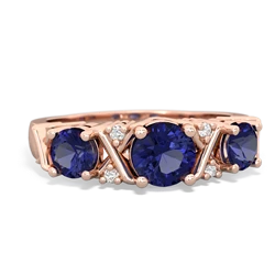 Sapphire Hugs And Kisses 14K Rose Gold ring R5016