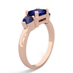 Lab Pink Sapphire Three Stone 14K Rose Gold ring R5235