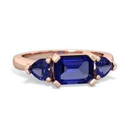 Lab Sapphire Three Stone 14K Rose Gold ring R5235