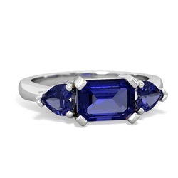 Blue Topaz Three Stone 14K White Gold ring R5235