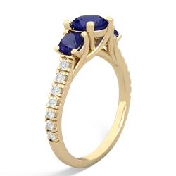 Lab Sapphire Pave Trellis 14K Yellow Gold ring R5500