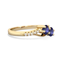 Lab Sapphire Infinity Pave Two Stone 14K Yellow Gold ring R5285