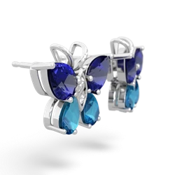 Lab Sapphire Butterfly 14K White Gold earrings E2215