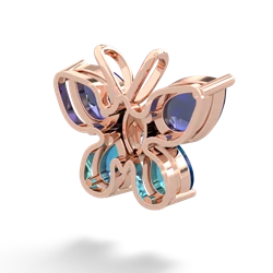 Lab Sapphire Butterfly 14K Rose Gold pendant P2215