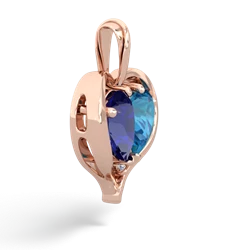 Lab Sapphire Two Become One 14K Rose Gold pendant P5330