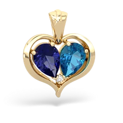 Lab Sapphire Two Become One 14K Yellow Gold pendant P5330