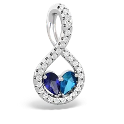 Lab Sapphire Pave Twist 'One Heart' 14K White Gold pendant P5360