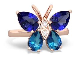 Lab Sapphire Butterfly 14K Rose Gold ring R2215