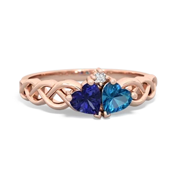 Lab Sapphire Heart To Heart Braid 14K Rose Gold ring R5870