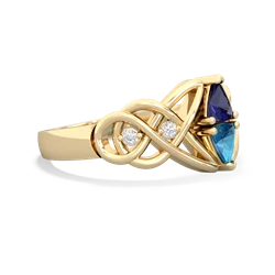 Lab Sapphire Keepsake Celtic Knot 14K Yellow Gold ring R5300