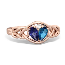 Lab Sapphire Celtic Love Knot 14K Rose Gold ring R5420