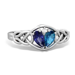 Lab Sapphire Celtic Love Knot 14K White Gold ring R5420