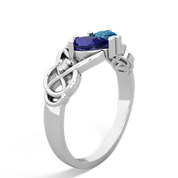 Lab Sapphire 'One Heart' Celtic Knot Claddagh 14K White Gold ring R5322