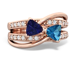 Lab Sapphire Bowtie 14K Rose Gold ring R2360