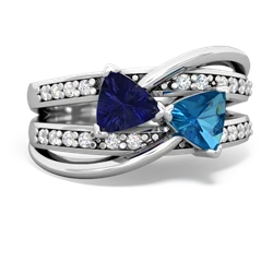 Lab Sapphire Bowtie 14K White Gold ring R2360