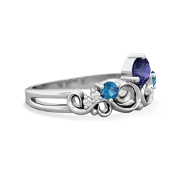 Lab Sapphire Crown Keepsake 14K White Gold ring R5740