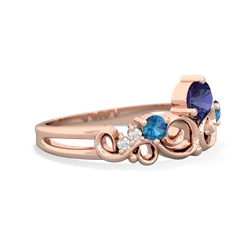 Lab Sapphire Crown Keepsake 14K Rose Gold ring R5740