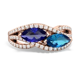 Lab Sapphire Diamond Rivers 14K Rose Gold ring R3070