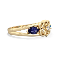 Lab Sapphire Hearts Intertwined 14K Yellow Gold ring R5880