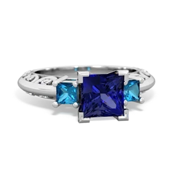 Lab Sapphire Eternal Embrace Engagement 14K White Gold ring C2001