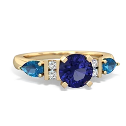 Lab Sapphire 6Mm Round Eternal Embrace Engagement 14K Yellow Gold ring R2005