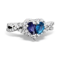 Lab Sapphire Diamond Twist 'One Heart' 14K White Gold ring R2640HRT