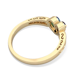 Lab Sapphire Filligree 'One Heart' 14K Yellow Gold ring R5070