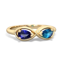 Lab Sapphire Infinity 14K Yellow Gold ring R5050