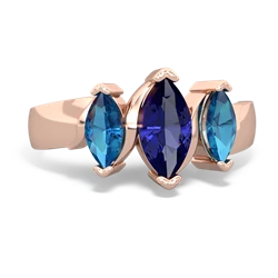 Lab Sapphire Three Peeks 14K Rose Gold ring R2433