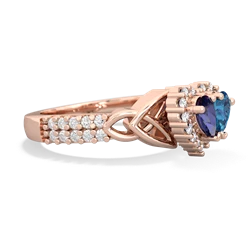 Lab Sapphire Celtic Knot Two Hearts As One 14K Rose Gold ring R2644HRT