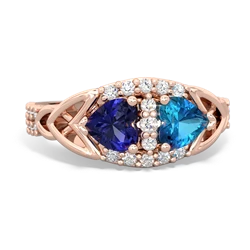 Lab Sapphire Sparkling Celtic Knot 14K Rose Gold ring R2645