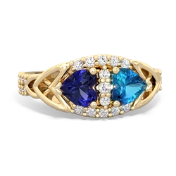 Lab Sapphire Sparkling Celtic Knot 14K Yellow Gold ring R2645